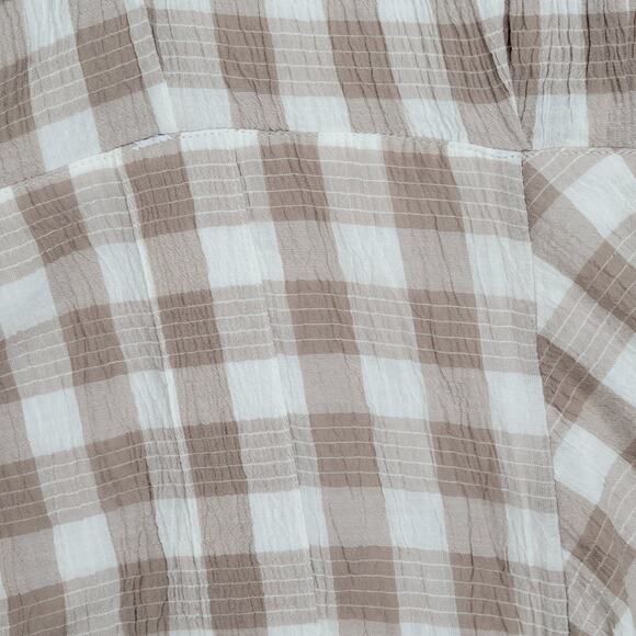 NWT Free People Seersucker Plaid Neutral Gingham Wide Leg Jumpsuit‎ Womens 8 - Picture 9 of 16